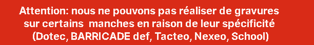 ATTENTION : Les gravures se feront uniquement en LETTRES MAJUSCULES. Certains bois (trop tendres) ou certaines lettres ( comme A, B, G, N) ne permettent pas toujours un travail impeccable. Dans ce cas, nous comptons sur votre compr�hension et votre indulgence. MERCI.